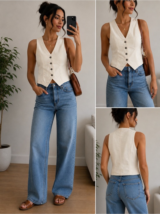 Universal Thread Jackets & Blazers - Universal Thread Corduroy Vest Women’s Medium Cream Button Front NWT